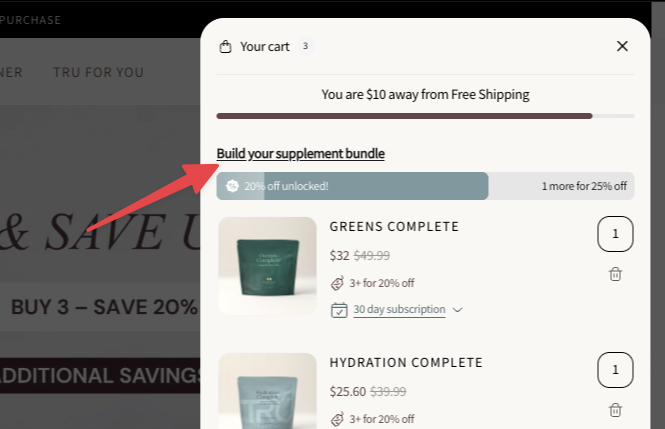 Side-by-side comparison of a vague vs specific Bundle Builder headline