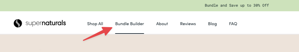 Bundle Builder link in the store navigation menu