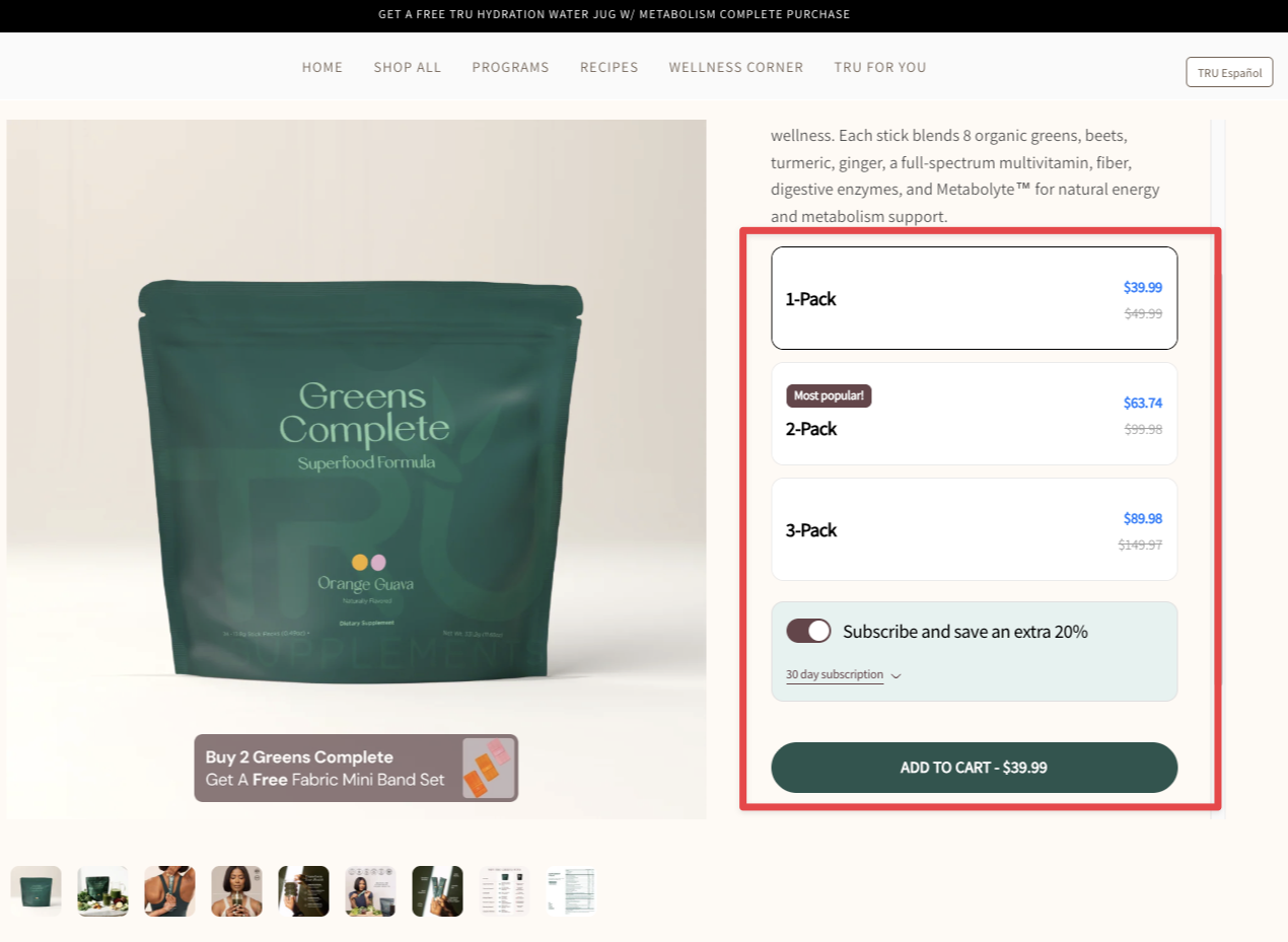 Product Volume discount tiers widget on a product page alongside the Bundle Builder cart progress bar