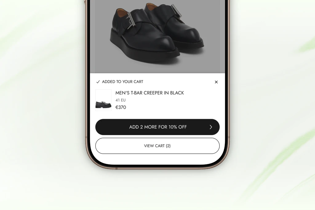 Popup Upsell widget on a product page showing a bundle deal the moment a shopper adds to cart